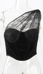Black Lace PANELLInG SlIng Corset Top