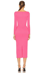 Pink Bow Bandage Midi Dress