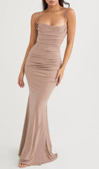 ALMOND JERSEY Corset Maxi Dress