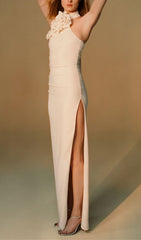 Flower Sleeveless Maxi Dress In White