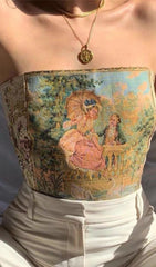 OIL PAInTInG Lace UP Tube Top