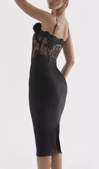 Black Satin And Lace Corset Dress