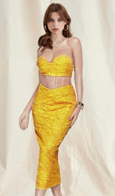 Jacquard Strapless Midi Dress