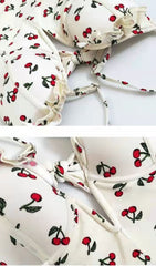 Cherry Plunge Swimsuit - White