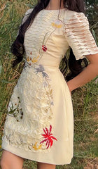 A-LIne SMOCKED Mini Dresses In White