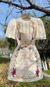 A-LIne SMOCKED Mini Dresses In White