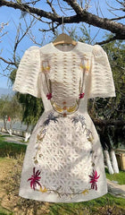 A-LIne SMOCKED Mini Dresses In White