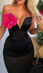 Appliqued Bandeau Maxi Dress In Black