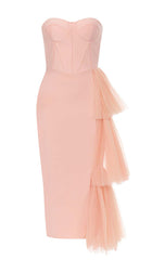 AsymmetricAL Corset Midi Dress In Pink