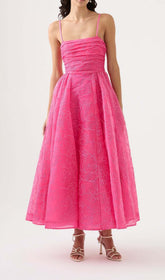 AsymmetricALLY GATheRed Maxi Dress In Organza