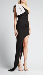 Asymmetric Diamond High-Low Dress In Black