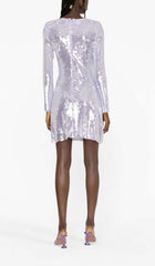 Sequin Long Sleeve Mini Dress In Lilac