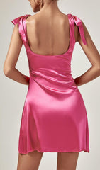 Satin Cutout Mini Dress In Hot Pink