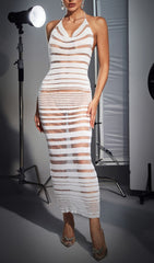 Backless Stripe Knitted Dress
