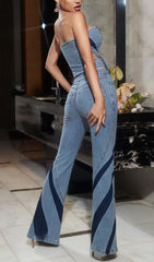 Patchwork Zip Denim Top