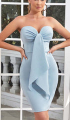 Bandeau Bodycon Midi Dress In Blue