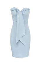 Bandeau Bodycon Midi Dress In Blue