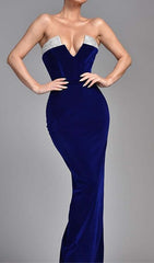 Bandeau Off Shoulder Maxi Dress In Royal Blue