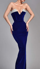 Bandeau Off Shoulder Maxi Dress In Royal Blue