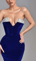 Bandeau Off Shoulder Maxi Dress In Royal Blue