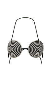 Spiral Crystal Bustler Top In Black