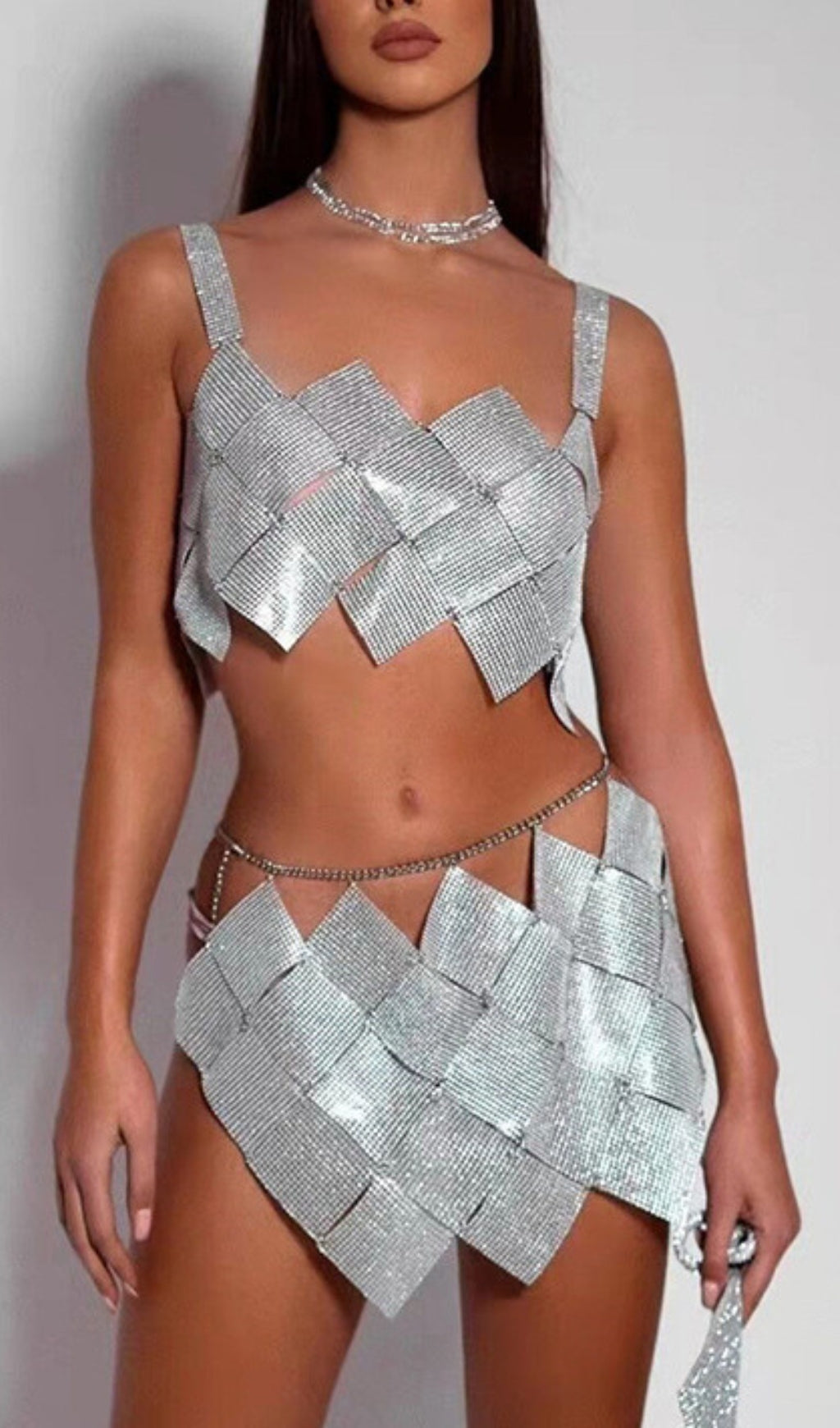 Diamond Chainmail Set In Silver
