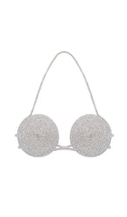 Rhinestone EmbelliShed Silk Bra Top In Silver