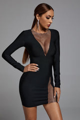 ELA V Neck Mesh Mini Dress