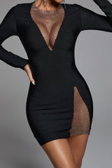 ELA V Neck Mesh Mini Dress