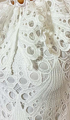 Blouson-Sleeve FLOUNCE Eyelet Mini Dress