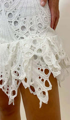 Blouson-Sleeve FLOUNCE Eyelet Mini Dress