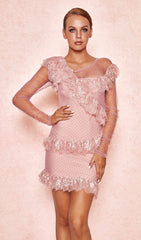 Blush Lace FRILL Mini Dress