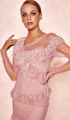 Blush Lace FRILL Mini Dress