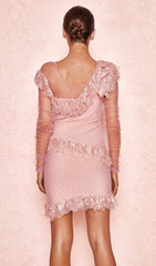 Blush Lace FRILL Mini Dress