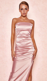 Blush Satin Strapless Gown