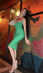 Bodycon Bandage Midi Dress In Green