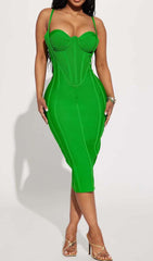 Bodycon Bandage Midi Dress In Green