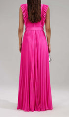 Botton Pleated Maxi Dress In Pink