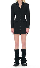 Bow-EmbelliShed Cutout Jacket Dress In Black
