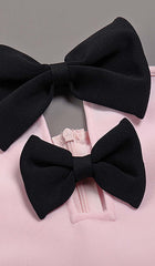 Bow-EmbelliShed Satin Midi Dress In Pink