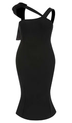 Bow-EmbelliShed Strappy Midi Dress In Black