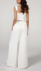 Bow-EmbelliShed Two-Piece Suit In White