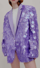 Breasted Sequined Jacket In Dusty Lilac