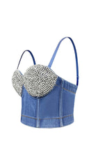 Bustler Denim Top In Blue
