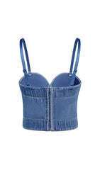 Bustler Denim Top In Blue