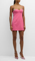 Butterfly Crystal Detail Mini Dress In Pink