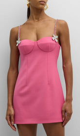 Butterfly Crystal Detail Mini Dress In Pink
