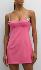 Butterfly Crystal Detail Mini Dress In Pink
