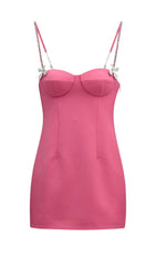 Butterfly Crystal Detail Mini Dress In Pink
