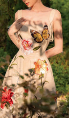 Butterfly Flower PRInY Midi Dress In Gray